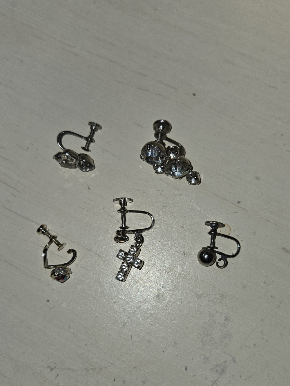 Silver Tone Crystal Screw-Back Clip Earrings